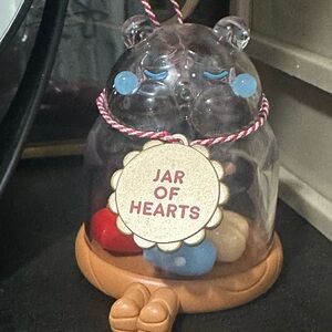 Jar of Hearts Glass Bear Play Jar - Cute Heart Toy (Clear, Blue, Red, Tan)